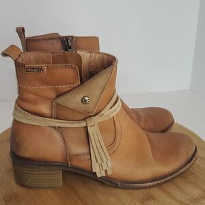 Pikolinos Zaragoza Women's Leather Ankle Booties Fringe Size 37